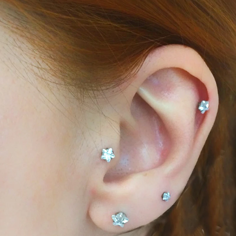 Surgical Steel Prong Zircon Lip Studs Ear Studs Cartilage Tragus Helix Lobe Conch Piercing Earrings Nose Labret Piercing Jewelry piercing jewelry body piercing earrings ear piercing jewelry ear studs metal jewelry body piercing jewelry body jewelry