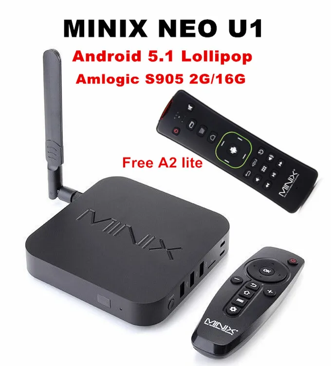Original MINIX NEO U1 Android5.1 TV Box Amlogic S905 Quad-Core Cortec-A53 S905 TV Box 2G/16G Media Player+Free A2 lite Air Mouse