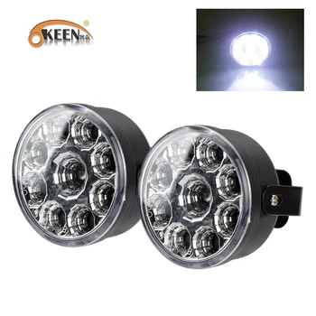 

OKEEN Car Styling 2x 12V LED Car Daytime Running Lights LED DRL Fog Lamp Round Warning Light Motorcycle Driving Light Bulb White