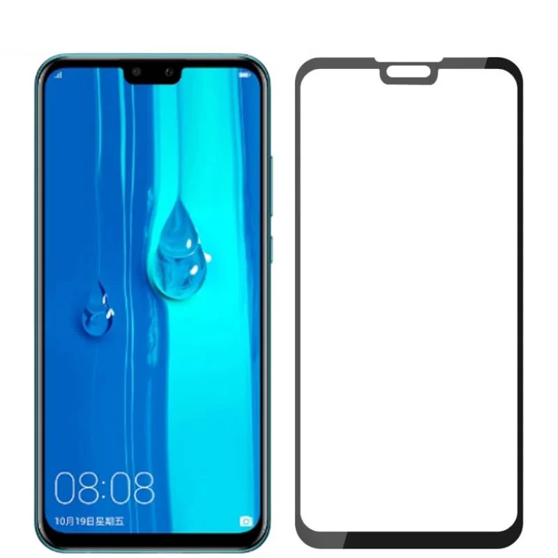 Для huawei Y9 закаленное Стекло крышка для телефона, которая полностью закрывает переднюю часть Экран протектор тонкий защитный чехол из углеволокна пленка для Y9 /Наслаждайтесь 9 плюс пленка 6,5"