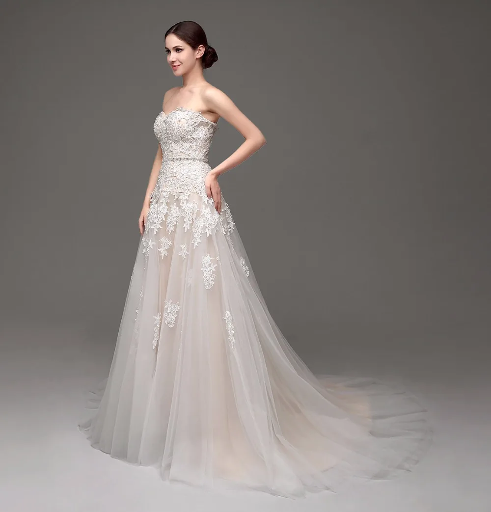 В наличии vestidos de novia 2018 бежевый свадебный наряд Vestido Noiva свадебное платье невесты