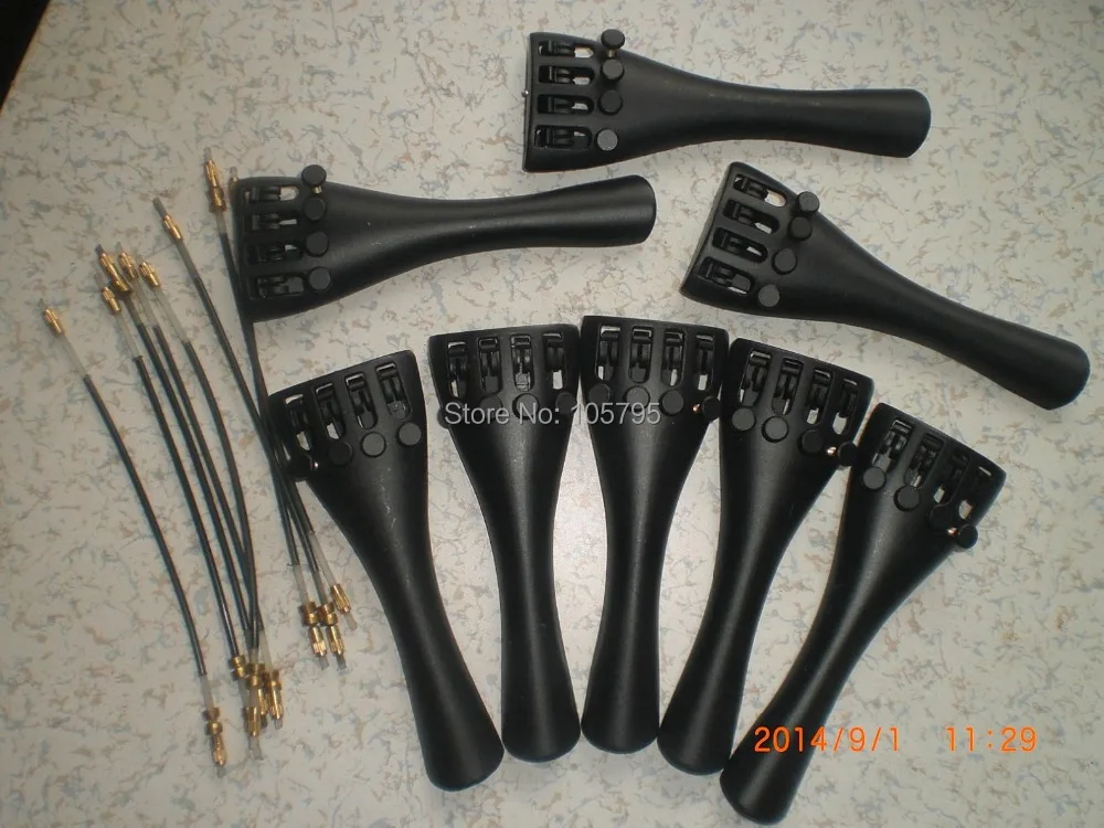 

8 PCs Aluminum Alloy Tail piece with fine tuners & 8 PCs Violin Tail guts 4/4