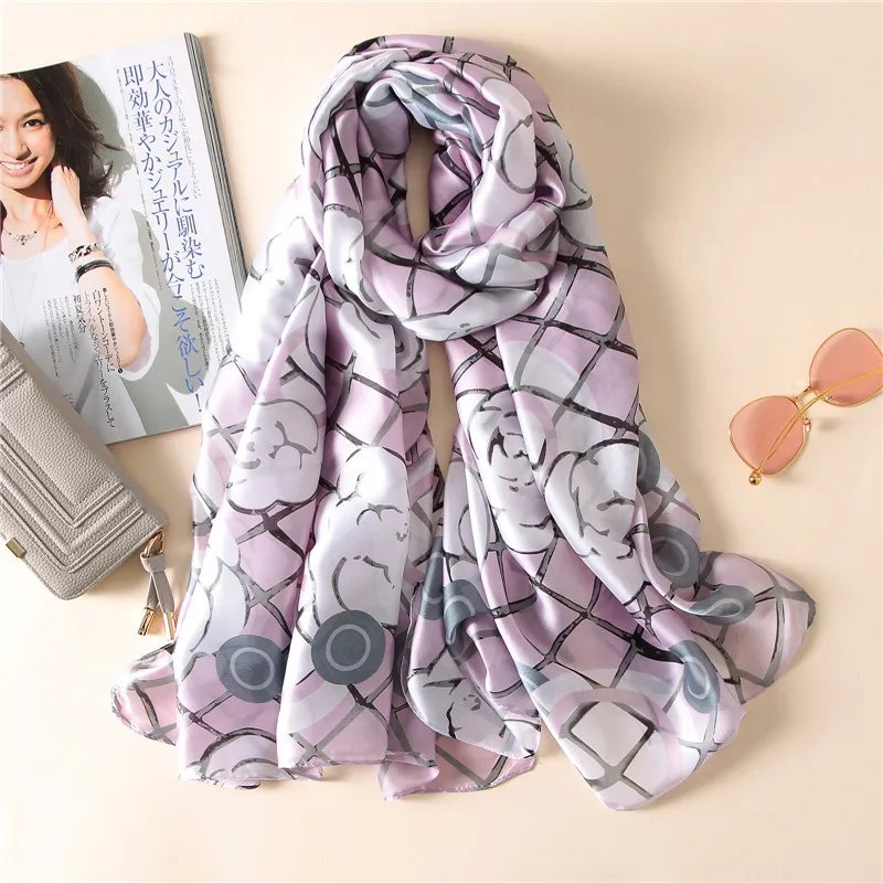 LaMaxPa роскошный брендовый летний женский шелковый шарф пляжные накидки шали и палантины Женские платки 65 цветов - Цвет: 5