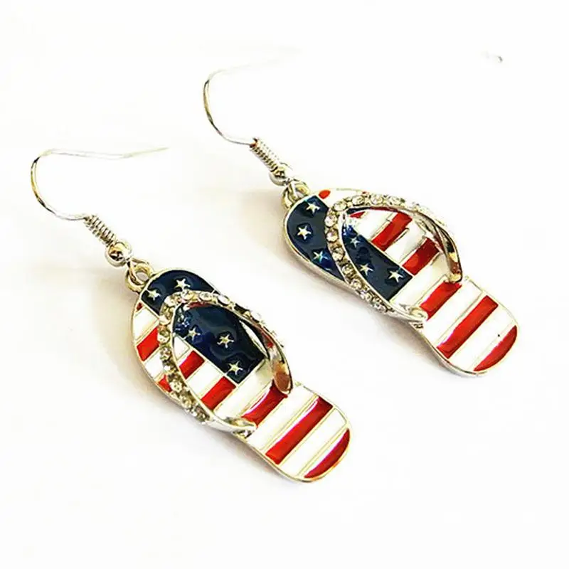 HOT Selling Fashion Small Slippers American Flag Earrings Shape USA ...