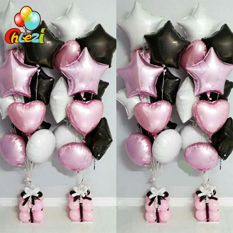 

10pcs 18inch Star heart Round Balloon Black White pink Inflatable Helium Balloon Wedding Birthday Christmas Party Decor Globos