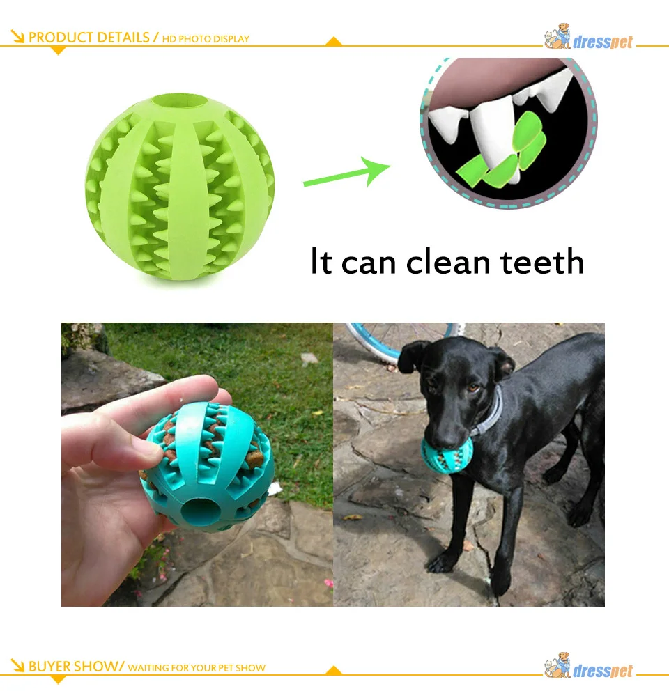 DRESSPET Pet Dog Toys Bite Resistant For Small Large Dogs Rubber Ball Molar Clean Teeth Feeding Elastic Interactive Chewing Toy (17)