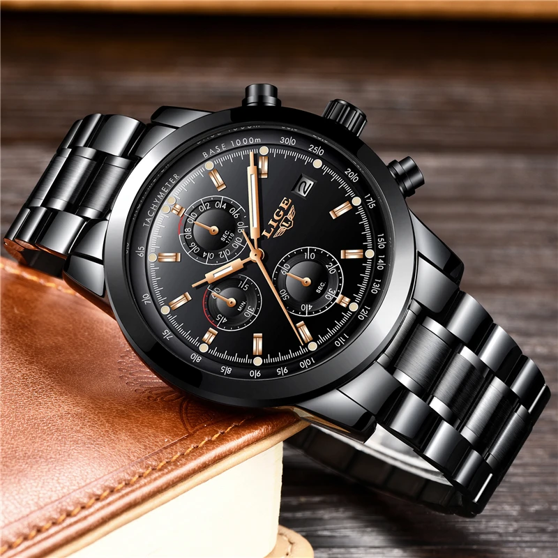 Relojes LIGE Mens Watches Brand Luxury Men Military Sport Luminous Wristwatch Male Leather Quartz Watch Clock relogio masculino