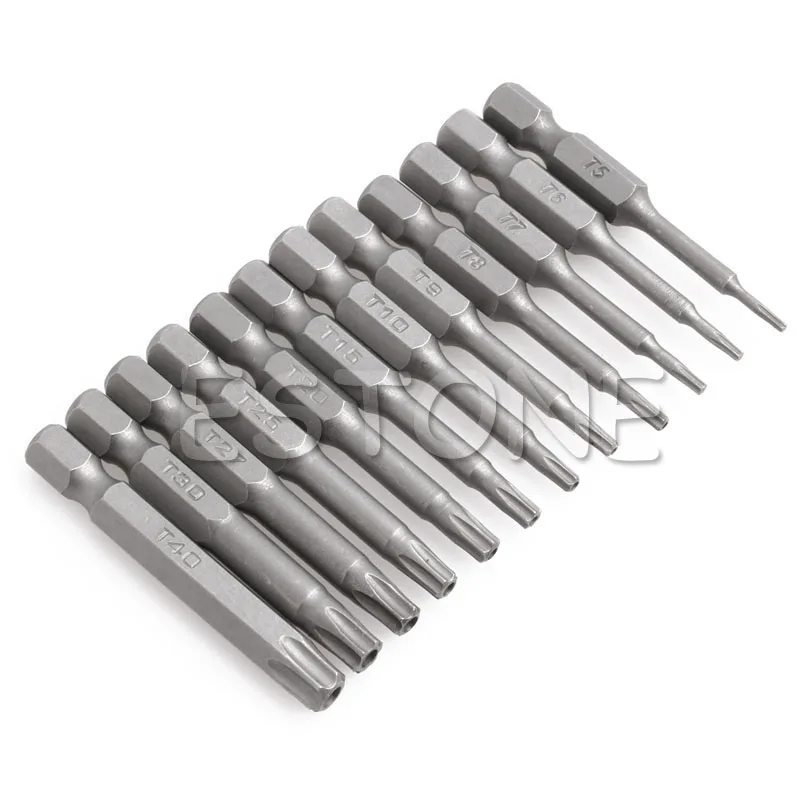 

12pcs/Set 1/4 Inch 50mm T5-T40 Magnetic Torx Screwdriver Bits Kit