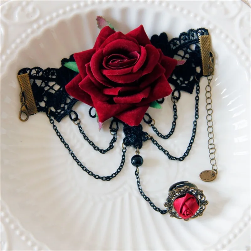 Yiyaofa ручная работа, винтажный черный кружевной браслет для женщин, аксессуары, готическое украшение на запястье, женские вечерние ювелирные изделия, браслет на запястье, LB-48