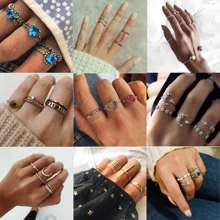 แหวนสำหรับหญิงทองเงิน Retro แฟชั่นแนวโน้มเครื่องประดับของขวัญแหวนชุด Boho 2019 charm ใหม่(China)