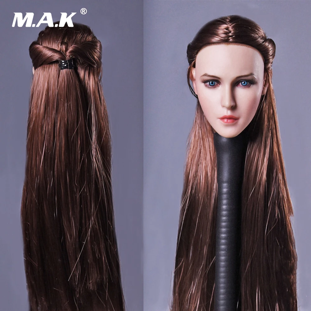 

1/6 Scale Girl Head Sculpt Brown Hair Blue Eyes Female Beauty Head Carving D009 for 12 inches DIY Action Figure Accessory