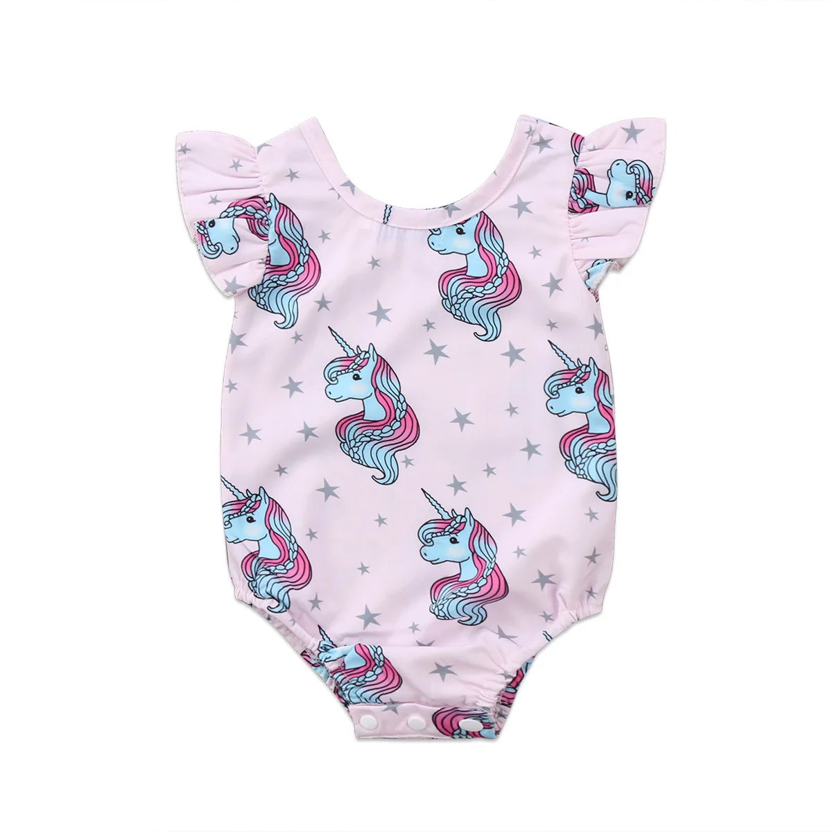 2017 Toddler Infant Baby Unicorn Flying Sleeves Jumpsuit Playsuit Cotton Outfits Clothes Cute