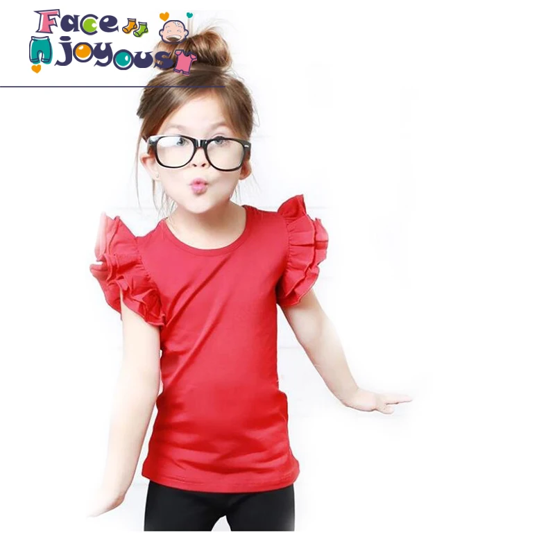 

2018 New Spring Summer Teen Girls Candy Shirts Short Sleeve Cotton Casual Blouses Children's Clothing Kids Top Clothes