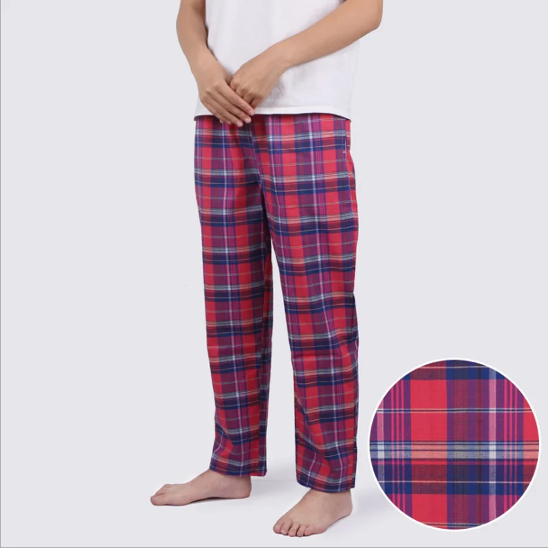 Весенне-осенние женские тканые хлопковые брюки для сна женские свободные брюки Ночная Пижама клетчатая пижама брюки XXXL