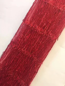

Nigerian french net Lace David-12.1410 Embroidered Cord Lace Fabric with full beads for bridal dress