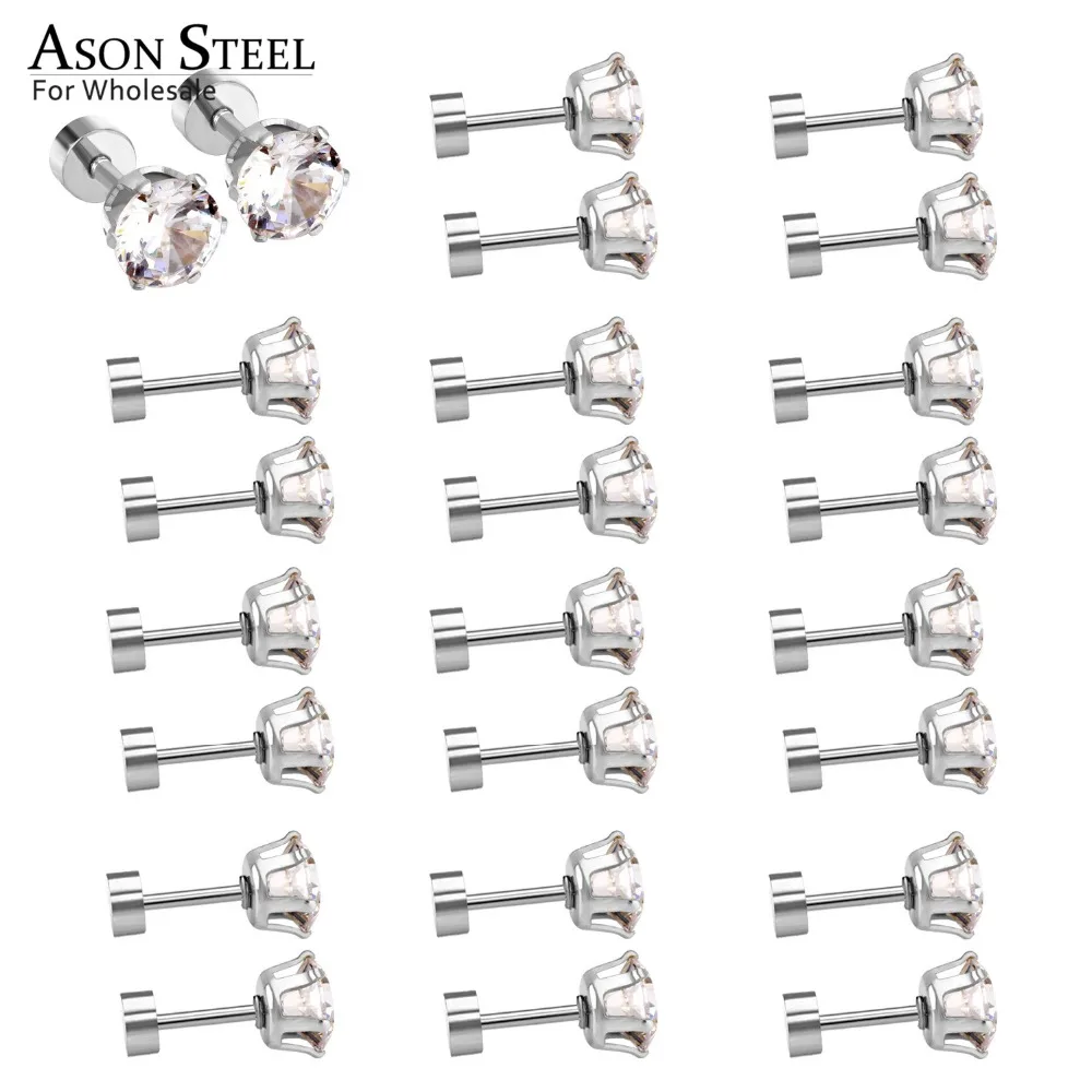 ASONSTEEL 316 Stainless Steel Round Shine 3 7MM Diameter Silver Stud