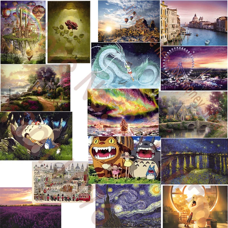 

Totoro 1000pcs Puzzles Cartoon Jigsaw Wooden Puzzle Anime Spirited Away Landscape Adult Puzzles for Kids Education Toys Gifts