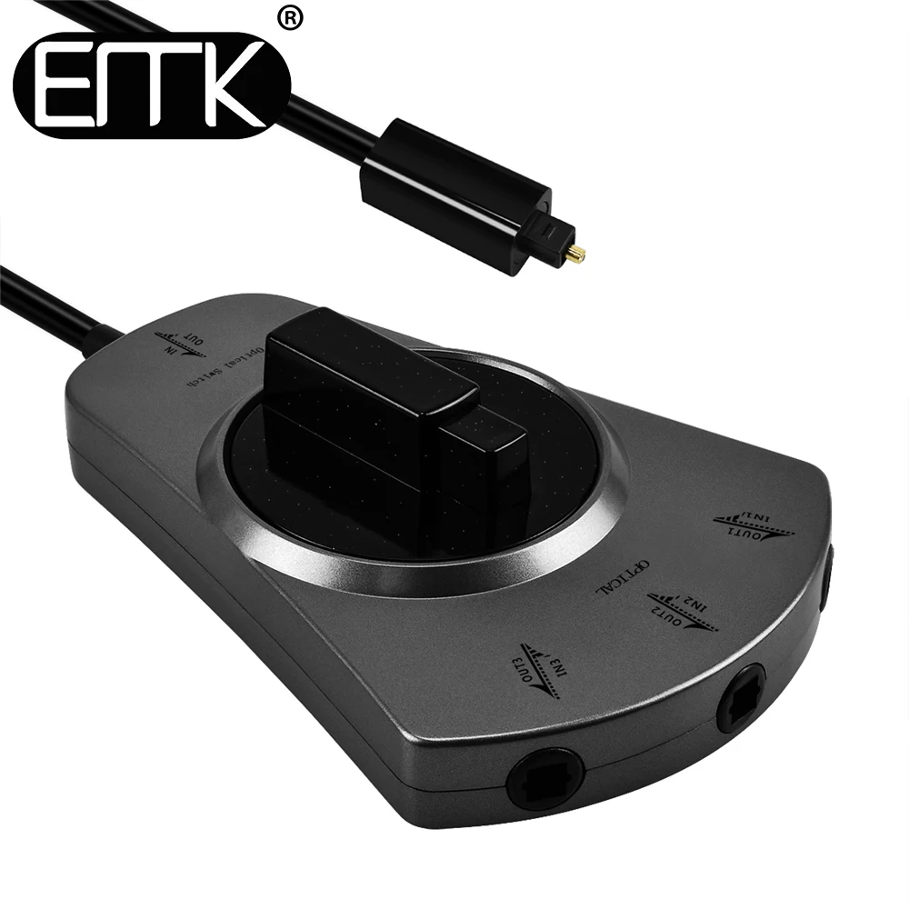 EMK Digital Optical Audio Switch Optical Switch SPDIF Toslink Switcher hub box 3 to 1 selector 3 way 1 to 3 for DVD Speaker PS4 EMK Digital Optical Audio Switch Optical Switch SPDIF Toslink Switcher hub box 3 to 1 selector 3 way 1 to 3 for DVD Speaker PS4