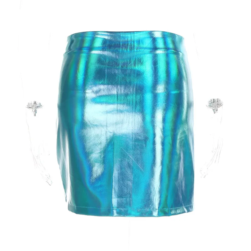 Faldas Limited полиэстер однотонное блестками длиной выше колена, мини юбки империи 2018 новый сексуальный молния юбка Улица прилив девушка