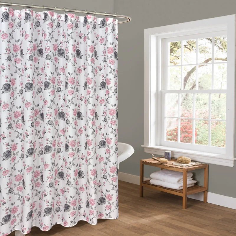 Pastoral Red Rose Shower Curtain Bathroom Curtains Thickening for Bath