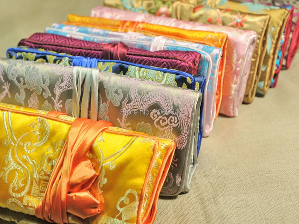 Китайский ветер шелковая парча дорожная сумка рулон вышивка ювелирные изделия сумка модный подарок