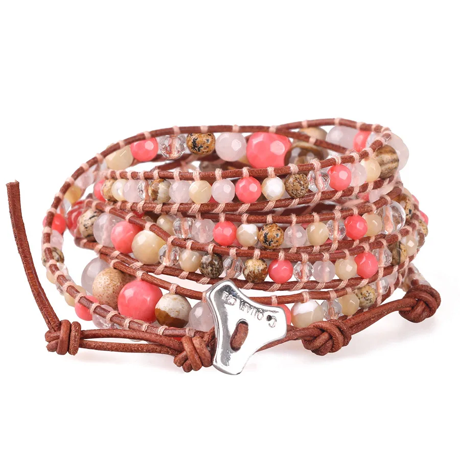 

Women Leather Wrap Bracelet Charm Bohemian Rope Braided Friendship Bracelets Cuff Bangle Handmade Jewelry For Girls Mother, Wife
