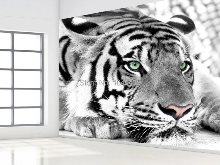 Индивидуальные черно-белые тигровые животные 3D обои для гостиной диван ТВ фон для комнаты входные обои