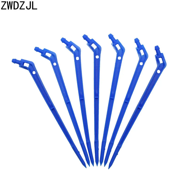 1/4 стрелка капельного излучатель с изогнутой стрелкой Воронка-дриппер для растений изгиб с разбрызгиванием воды микроорошение системные разъемы для 4/7 мм шланг 15 шт - Цвет: Синий