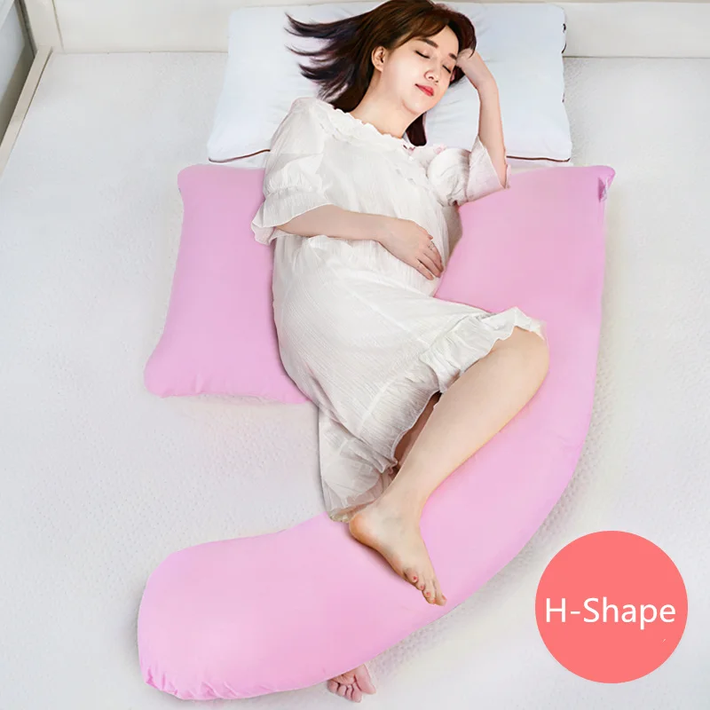 Регулируемая подушка для тела для беременных женщин, H-Shaped подушки под талию для боковые шпалы Грудное вскармливание подушки для спины - Цвет: quanmianqianfen
