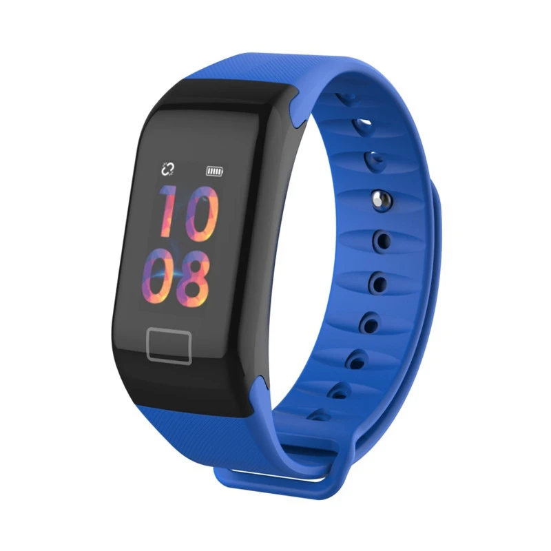 F1 Plus, умный браслет, монитор здоровья, пульсометр, измеритель артериального давления, шагомер, водонепроницаемый спортивный браслет, Смарт-часы для мужчин и женщин - Цвет: Синий