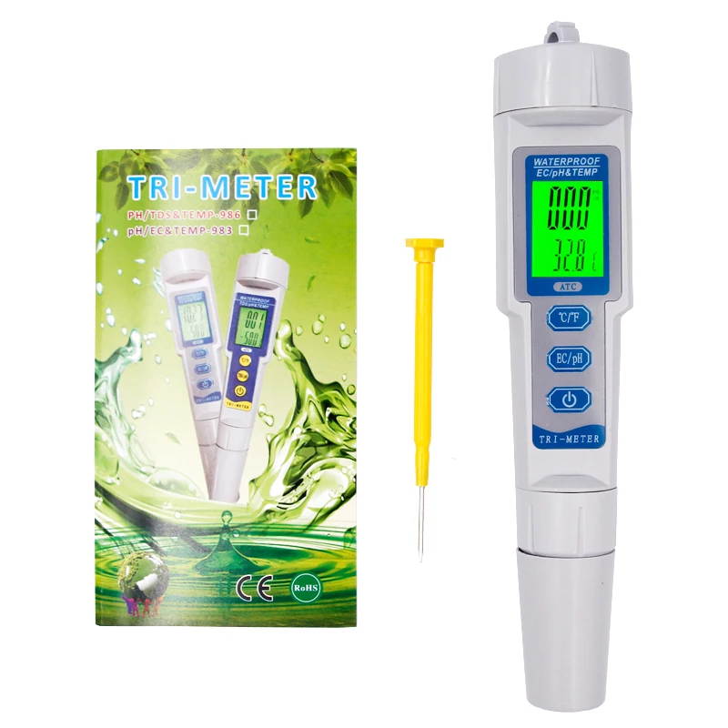 

New pen-type 3 in 1 pH Tester EC TEMP Meter Analyzer Water Quality Purity temperature Monitor Automatic Calibration 0.01 20% off