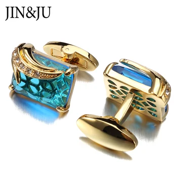 

JIN&JU Men Jewelry Low-key Luxury Cufflinks for Mens High Quality Square Crystal Cufflinks Shirt Cuff Links