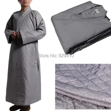 Высокого качества монахов Шаолиня зимние теплые Zen хлопок халат буддийский костюмы медитации лежал форма боевых искусств одежда серый