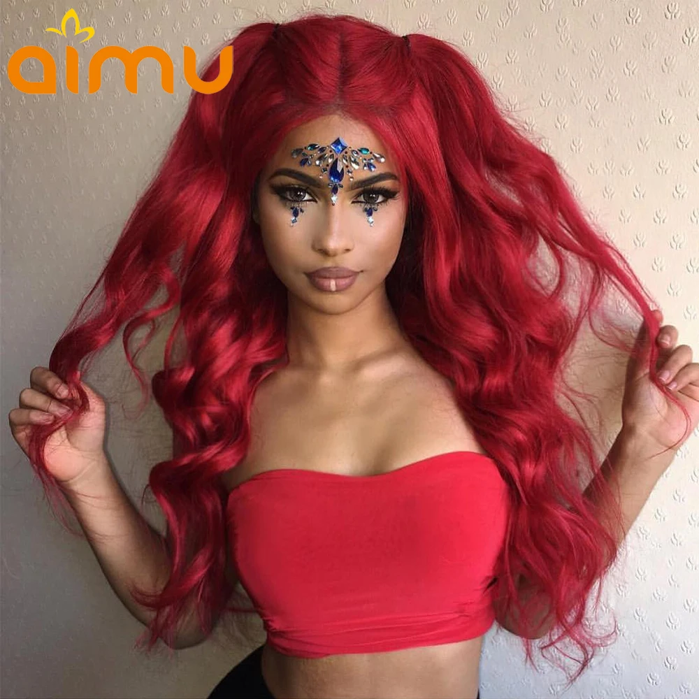 

Colored 150 Density Red Lace Front Human Hair Wigs With Baby Hair Preplucked Malaysian Body Wave Virgin Remy Wig For Black Women