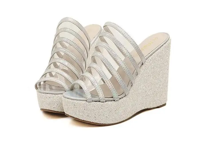 platform jellies glitter