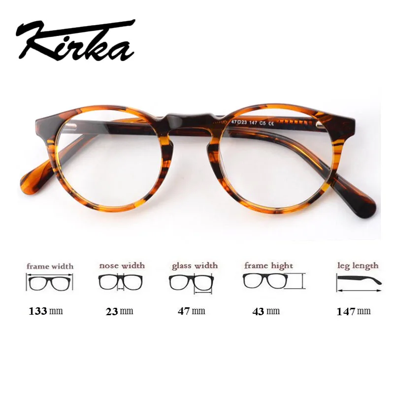 Ceny Kirka rama okulary kobiety okulary rama pełna ramki okrągłe do czytania w stylu Retro czyste soczewki do okularów okulary octanowe ramki