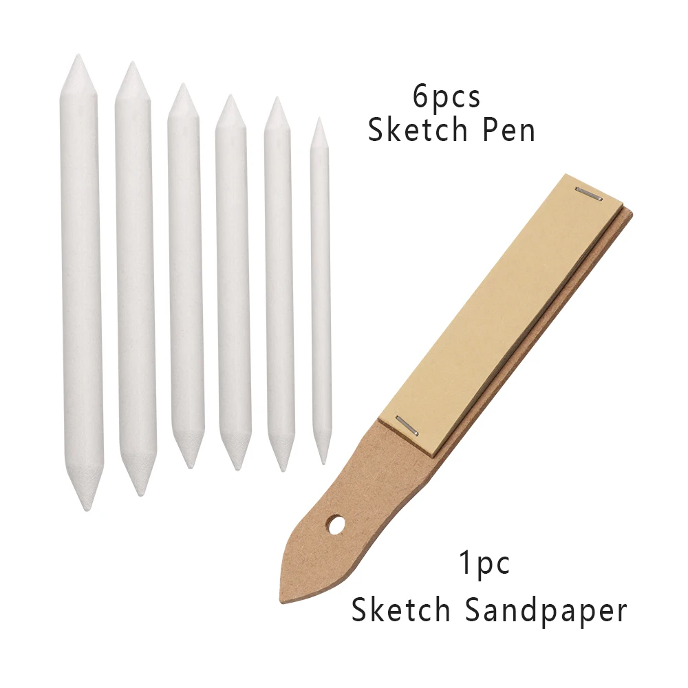 6 шт. эскизная бумага, Песочная бумага, карандаш, точилка для рисования, эскизная ручка для смешивания, пень, палочка, тортильон, эскиз, ручка для рисования, инструмент