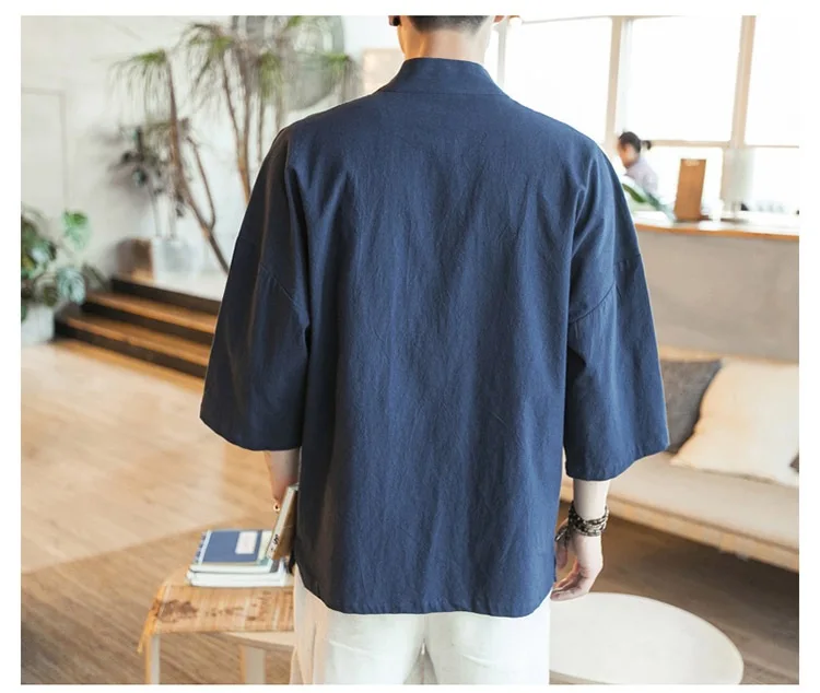 Embroidered Traditional Chinese Clothing Men Cotton Kung Fu Tai Chi Master Cardigan Costume Oriental Mens Tops CN-099