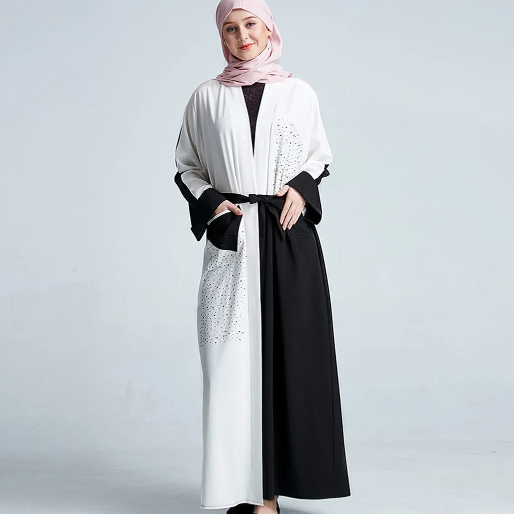 Черное платье с капюшоном Абая сексуальное Сплит из Дубаи в стиле пэтчворк