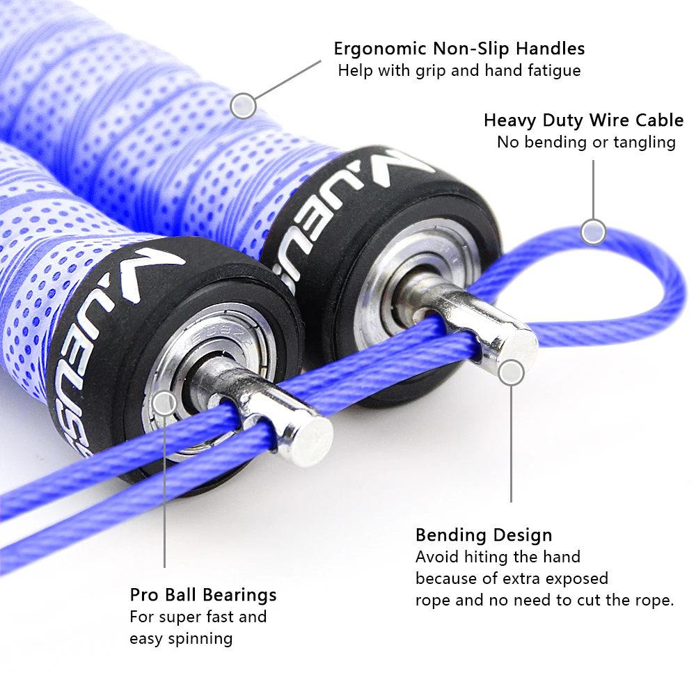 Высокая скоростная Скакалка Профессиональная Регулируемая Скакалка с портативной сумкой Скакалка противоскользящая ручка для двойной под синим