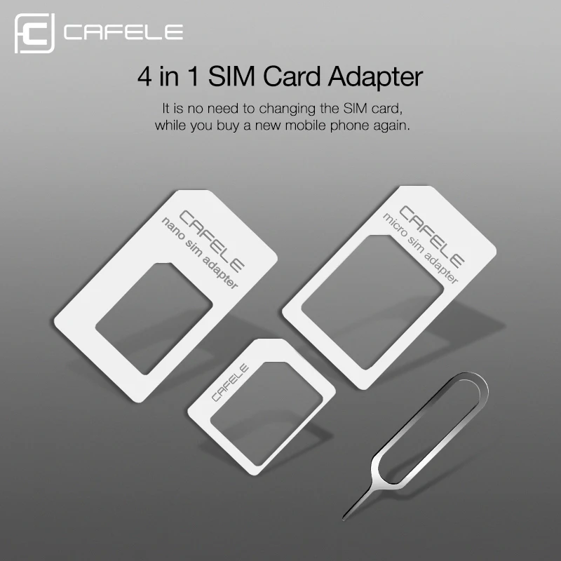 

CAFELE 4 in 1 SIM Card Accessories Suit micro SIM Card Tray holder support for iPhone 7 6s 5s Samsung huawei xiaomi Adapter kit