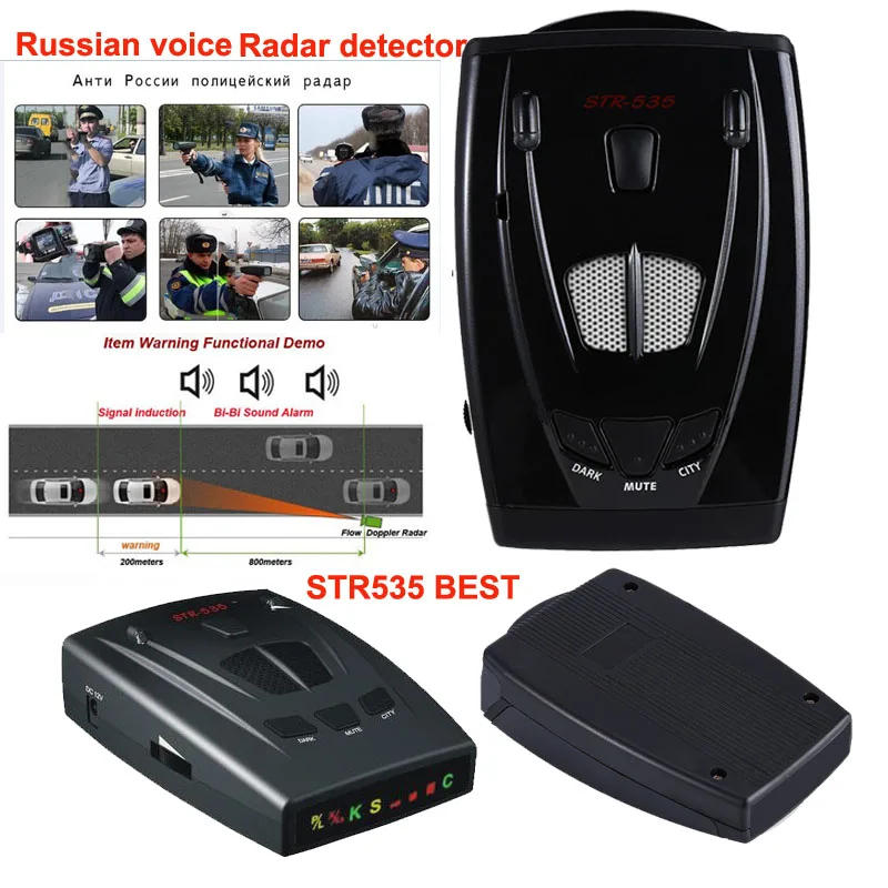 STR Radar Detectors 360 degree Full band Radar with Russia Voice LED Display X K NK Ku Ka Laser Speed Control