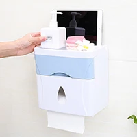 Blue Многофункциональные бесшовные стикеры три в одном двухслойный ящик санитарная коробка для хранения ватных дисков коробка для салфеток мобильный телефон планшет Sto - Цвет: Blue