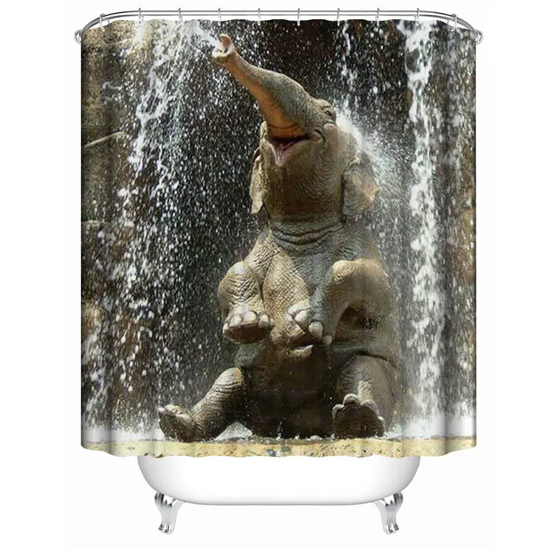 Digital Printing Elephant Shower Curtain with Hooks Bathroom Home Hotel Thicken Waterproof Polyester 3D Bath Curtains | Дом и сад