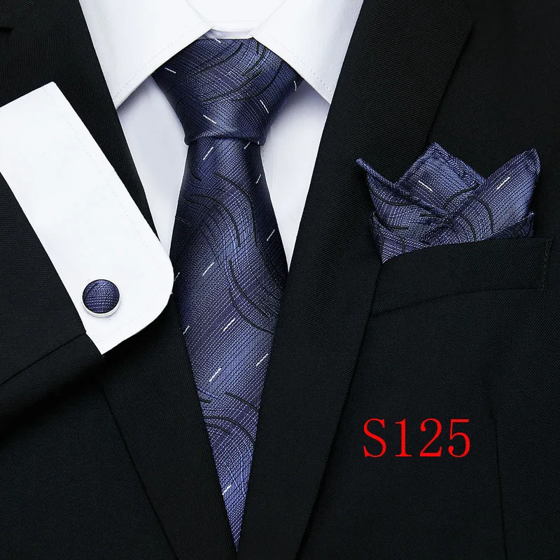 Удлиненные 145 см* 8 см галстуки Пейсли желтый розовый красный синий Hanky запонки набор мужской шелковый галстук 8,5 см Свадебный галстук жениха Cravata - Цвет: S125