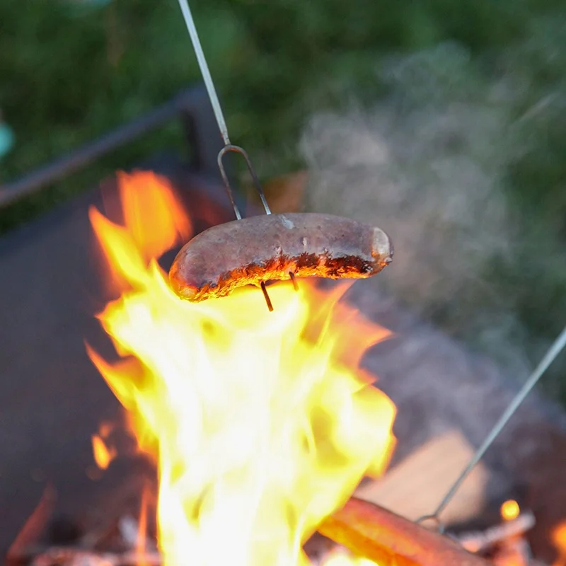 Outdoot Camping 8 piezas tostado palos extender tostador conjunto de telescópico pinchos & Hot Dog Forks 32 pulgadas pozo de fuego camping