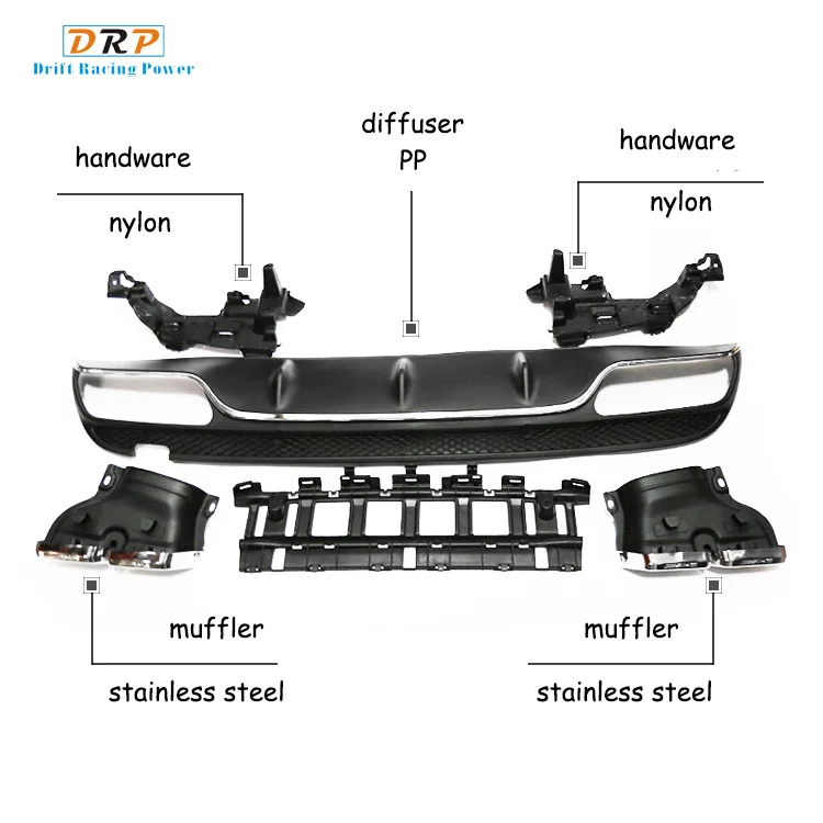 Набор пп диффузор заднего бампера и глушитель выхлопной трубы наконечник четыре двери подходит для W205 AMG GLE W205 213 C200 C300 E200 E260 - Цвет: diffuser and muffler