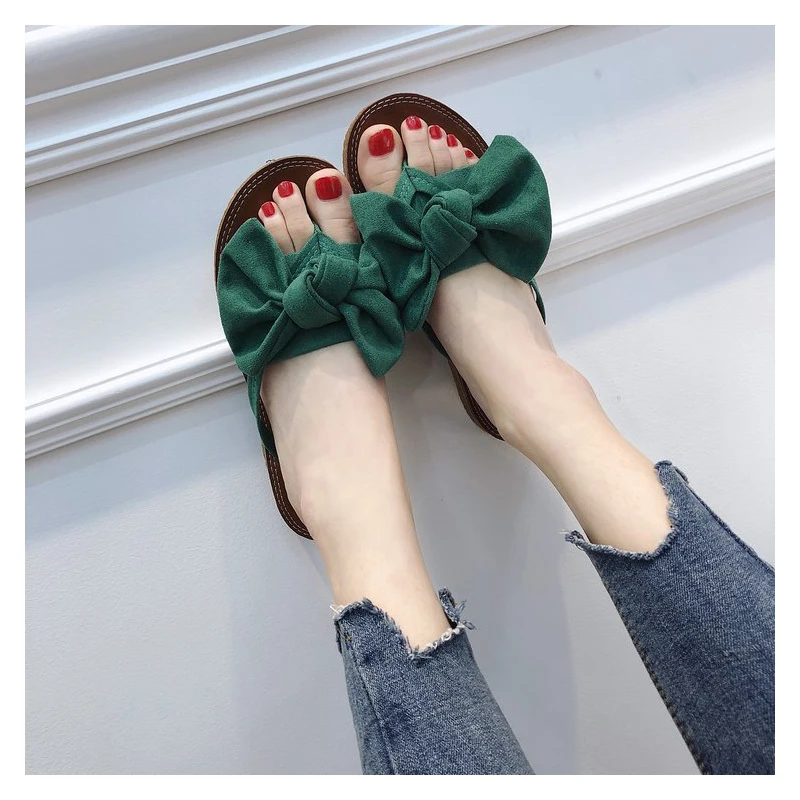 

TRAANO Women's Sandals 2019 Cotton-Fabric Women Flat Sandals Slippers Butterfly-Knot Solid Fashion Casual Slip-On Shoes C-037