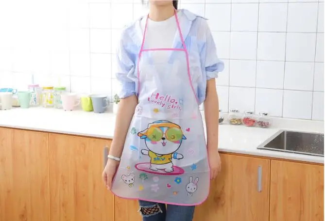 1PC New Cartoon Cute Fruit Waterproof Cooking Resturant Kitchen Women PVC Apron Kids Funny ND 009