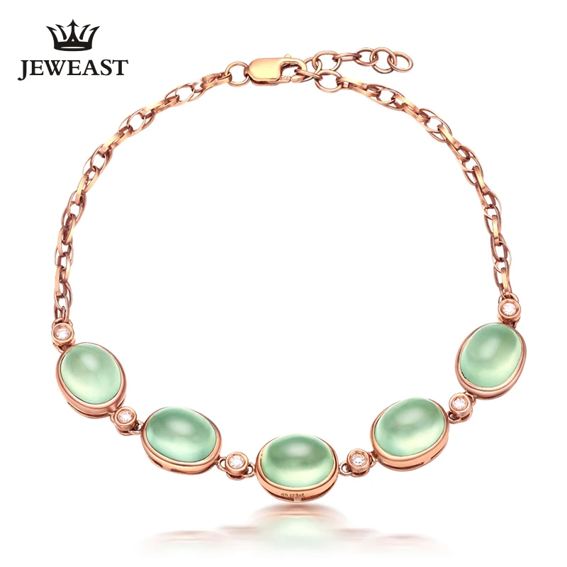 

Natural Emerald 18k Pure Gold Female Bracelets Fine Jewelry Gift Girl Thin Trendy Solid 750 Real Bangle Party Good Nice
